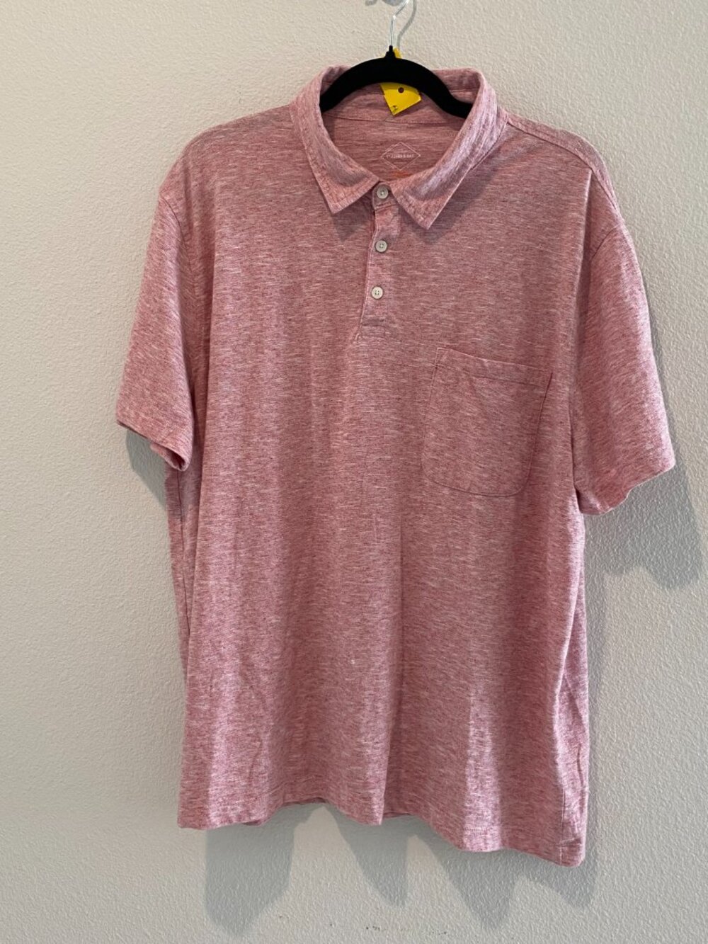 St Johns Bay Men Heather Rose Pink Slub Polo Shirt XL Cotton Blend